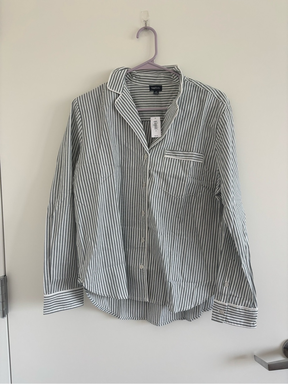 NWT GapBody Green Stripe Button-Up pajama Shirt